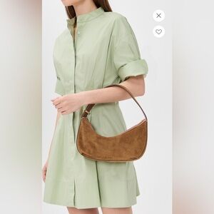 STAUD Demy Shoulder Bag in Brown Suede